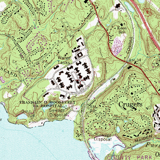 Topographic Map of Veteran Affairs Hudson Valley Health Care System, NY