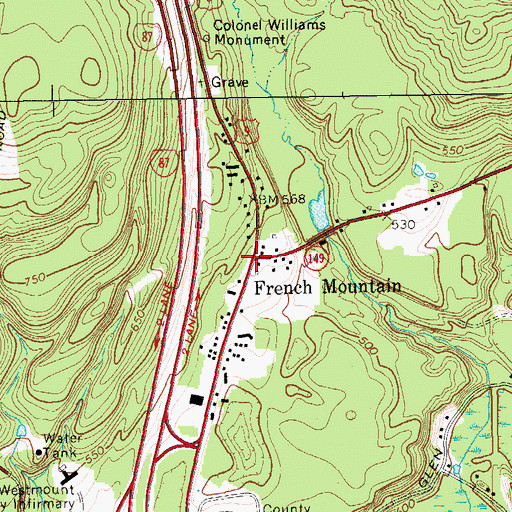 Topographic Map of French Mountain, NY