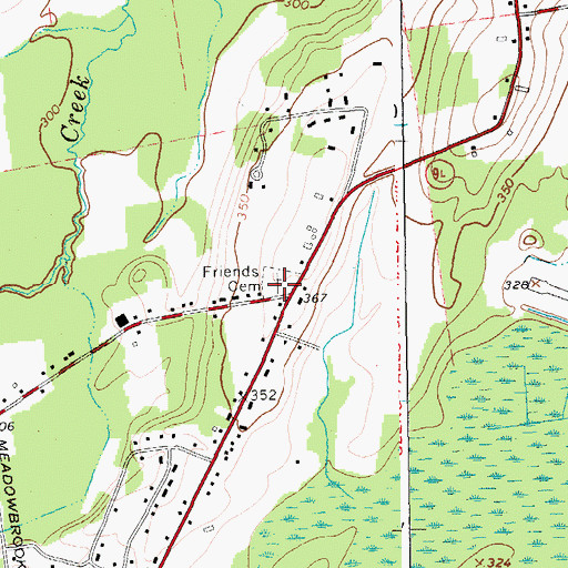 Topographic Map of Quaker Cemetery, NY