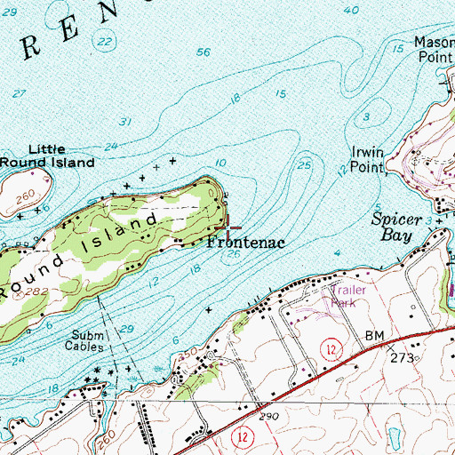 Topographic Map of Frontenac, NY