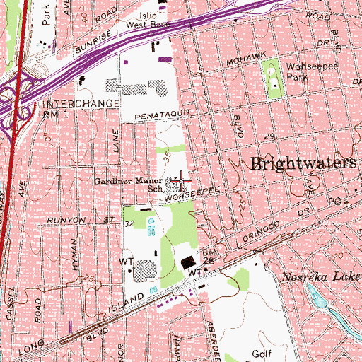 Topographic Map of Gardiner Manor School, NY