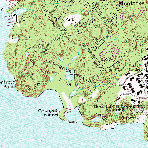Topographic Map of Georges Island Park, NY