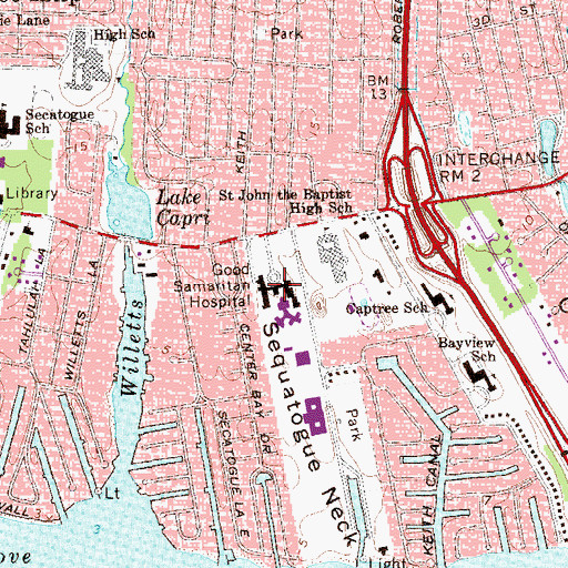 Topographic Map of Good Samaritan Hospital Medical Center, NY