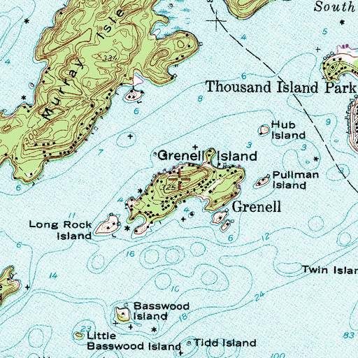 Topographic Map of Grenell Island, NY