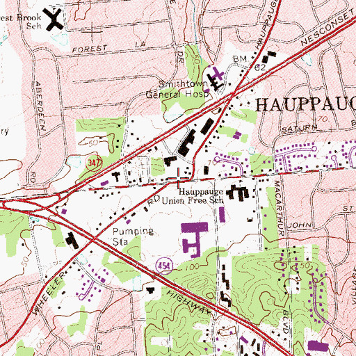 Topographic Map of Hauppauge, NY