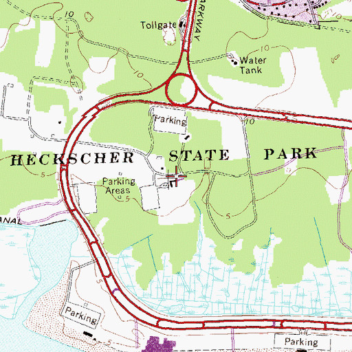 Topographic Map of Heckscher State Park, NY
