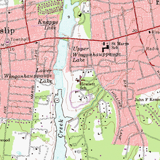 Topographic Map of Hewlett School of East Islip, NY