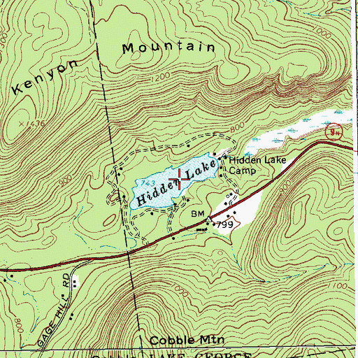 Topographic Map of Hidden Lake, NY