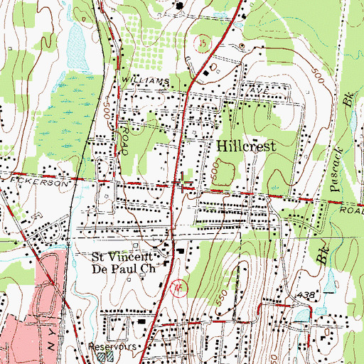 Topographic Map of Hillcrest, NY