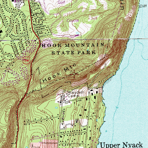 Topographic Map of Hook Mountain, NY