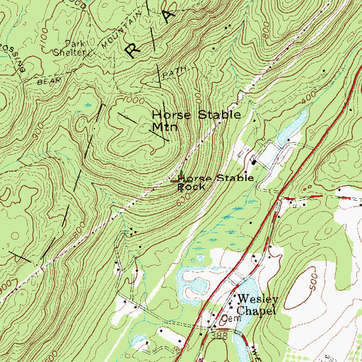 Topographic Map of Horse Stable Rock, NY
