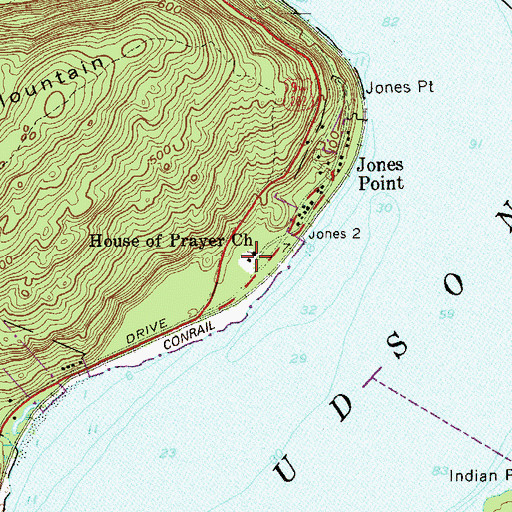 Topographic Map of Turning Point Church, NY
