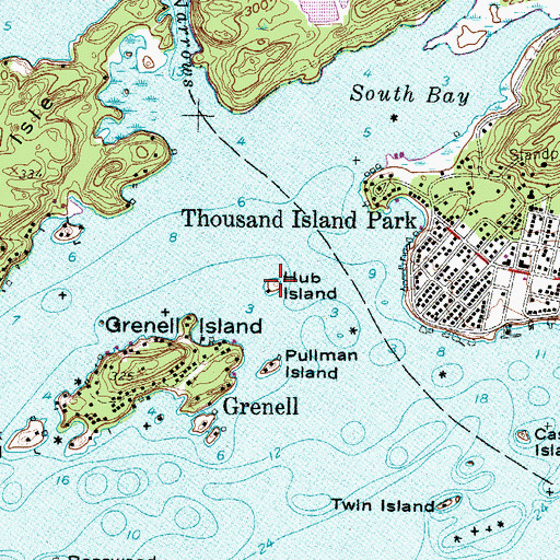 Topographic Map of Hub Island, NY