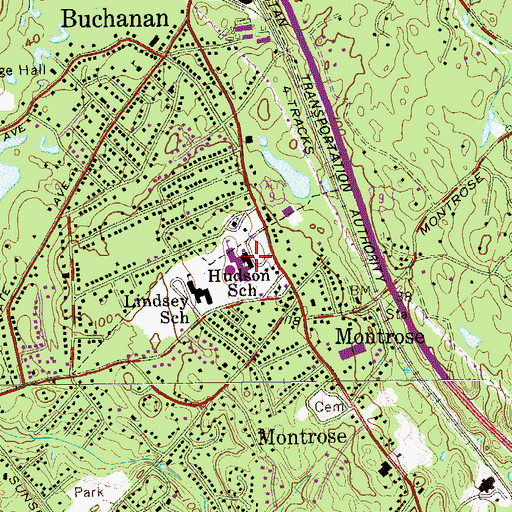 Topographic Map of Hendrick Hudson High School, NY