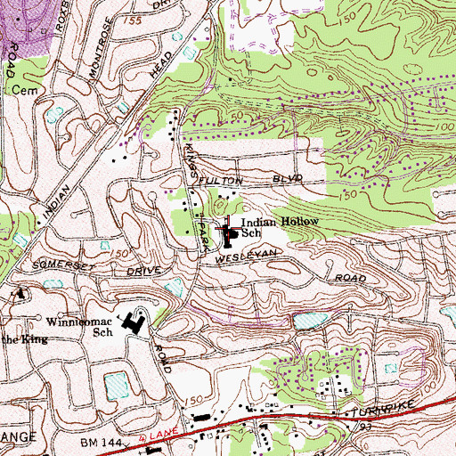 Topographic Map of Indian Hollow Primary School, NY
