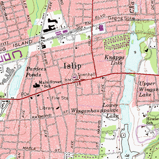 Topographic Map of Islip, NY