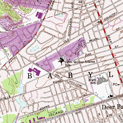 Topographic Map of John Quincy Adams Elementary School, NY