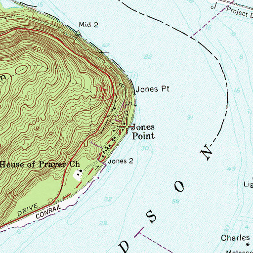 Topographic Map of Jones Point, NY