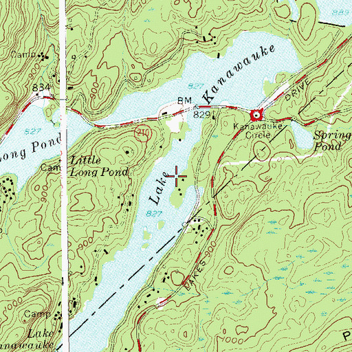 Topographic Map of Lake Kanawauke, NY