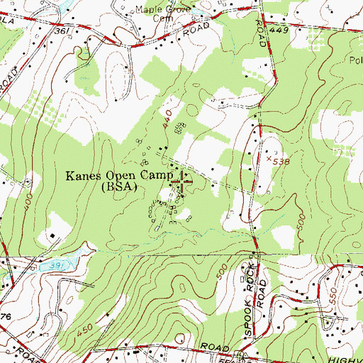 Topographic Map of Kanes Open Camp, NY
