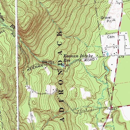 Topographic Map of Keenan Intake Reservoir, NY