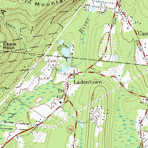 Topographic Map of Ladentown, NY