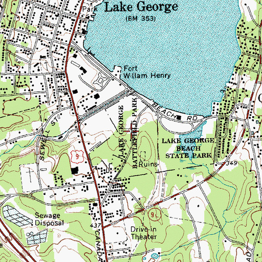 Topographic Map of Lake George Battlefield Park, NY