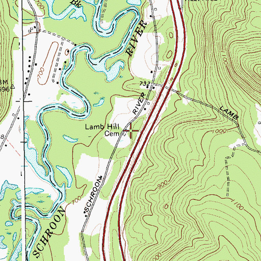 Topographic Map of Lamb Hill Cemetery, NY