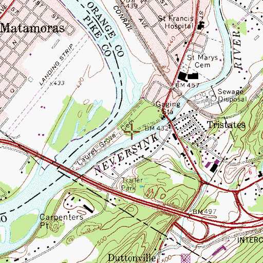 Topographic Map of Laurel Grove Cemetery, NY