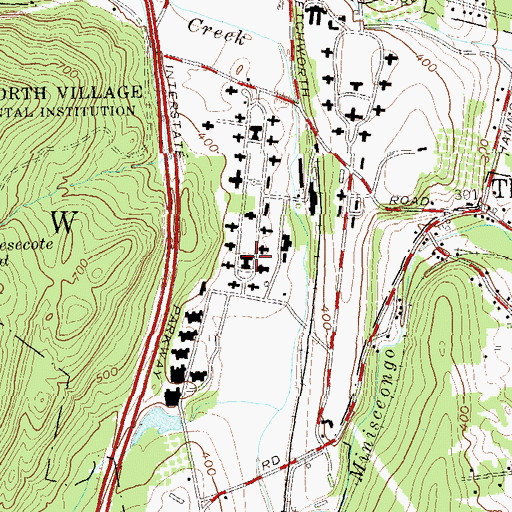 Topographic Map of Letchworth Village Developmental Center (historical), NY