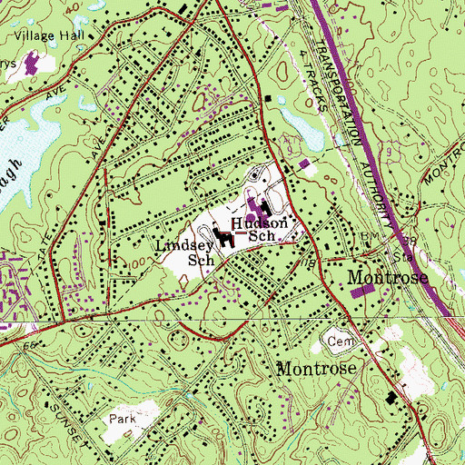 Topographic Map of Frank G Lindsey Elementary School, NY