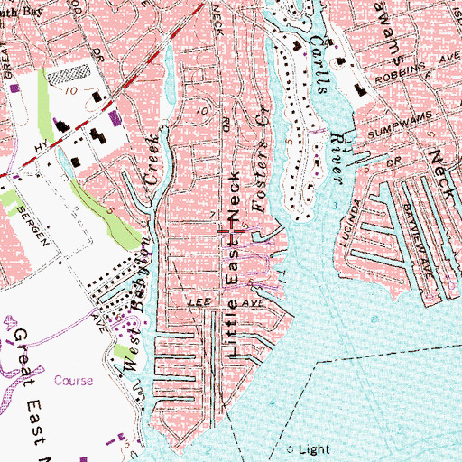 Topographic Map of Little East Neck, NY