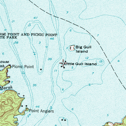 Topographic Map of Little Gull Island, NY
