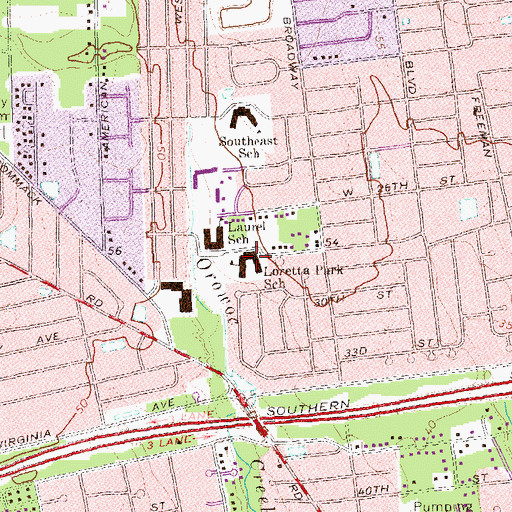 Topographic Map of Loretta Park Elementary School, NY