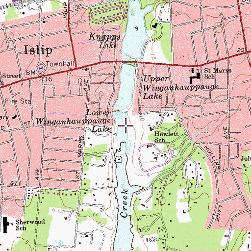Topographic Map of Lower Winganhauppauge Lake, NY