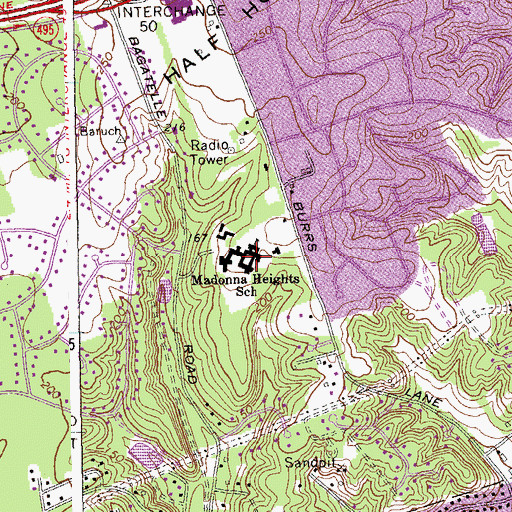Topographic Map of Madonna Heights School, NY