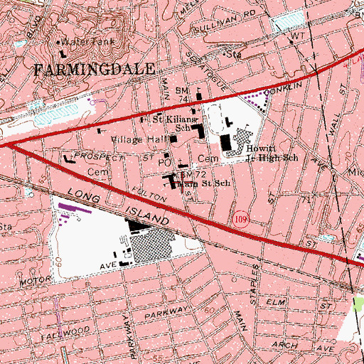 Topographic Map of Main Street School, NY