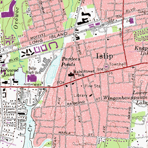 Topographic Map of Main Street School, NY