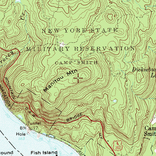 Topographic Map of Manitou Mountain, NY