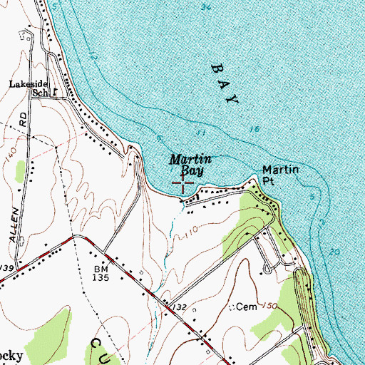 Topographic Map of Martin Bay, NY