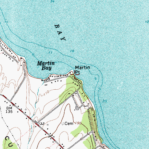 Topographic Map of Martin Point, NY
