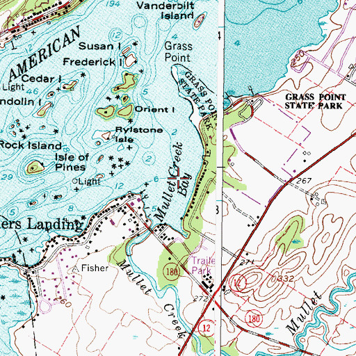 Topographic Map of Mullet Creek Bay, NY