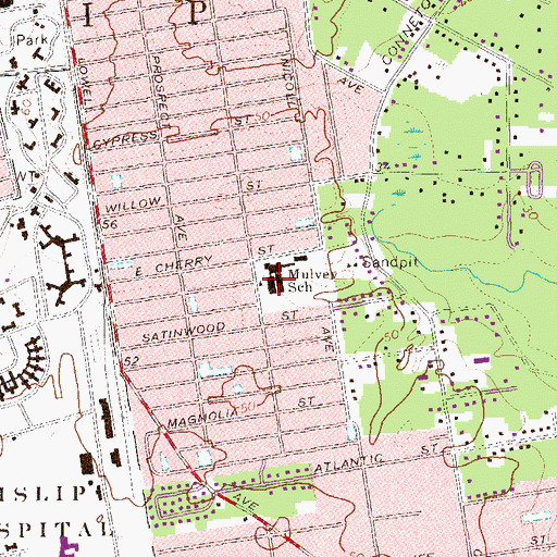 Topographic Map of Marguerite L Mulvey School, NY