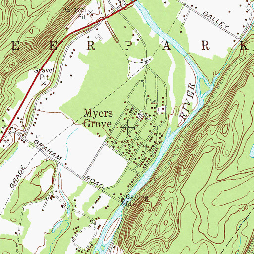 Topographic Map of Myers Grove, NY