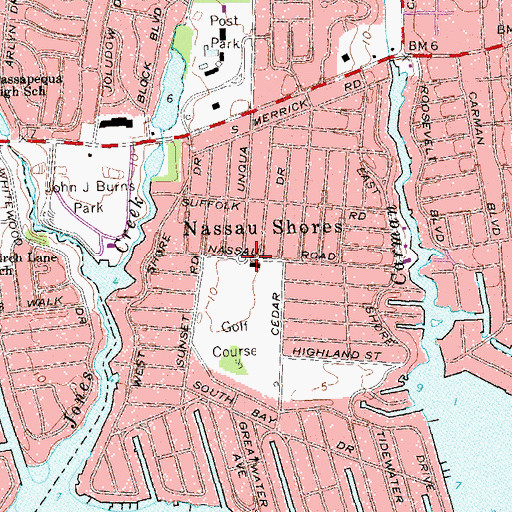 Topographic Map of Nassau Shores, NY