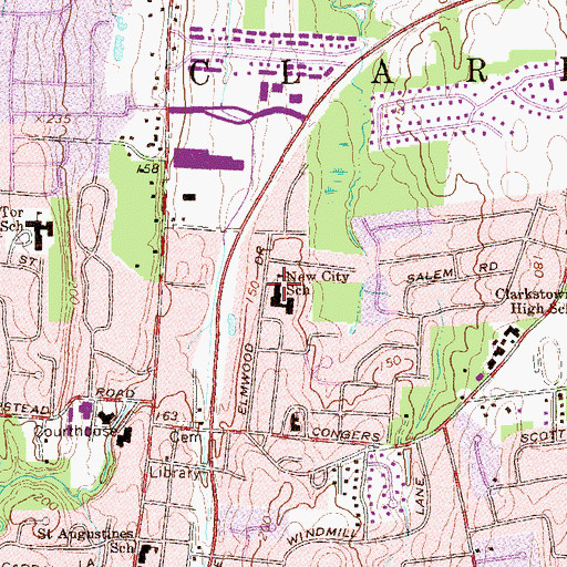 Topographic Map of New City Elementary School, NY