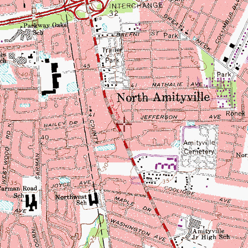 Topographic Map of North Amityville, NY