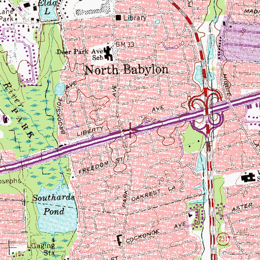 Topographic Map of North Babylon, NY