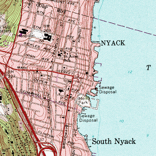 Topographic Map of Nyack, NY
