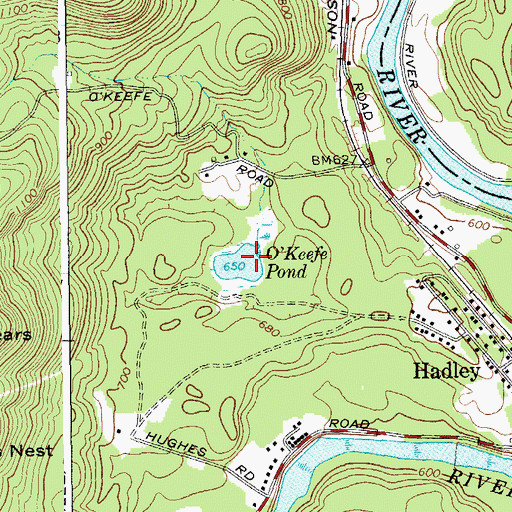 Topographic Map of O'Keefe Pond, NY